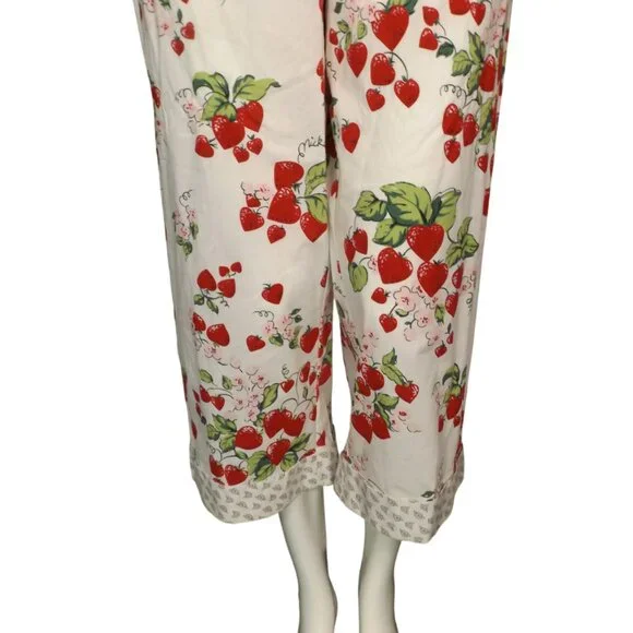 new NICK & NORA For Target Pajama Bottoms, M, Strawberry print, Pockets, Buttons - Picture 10 of 16
